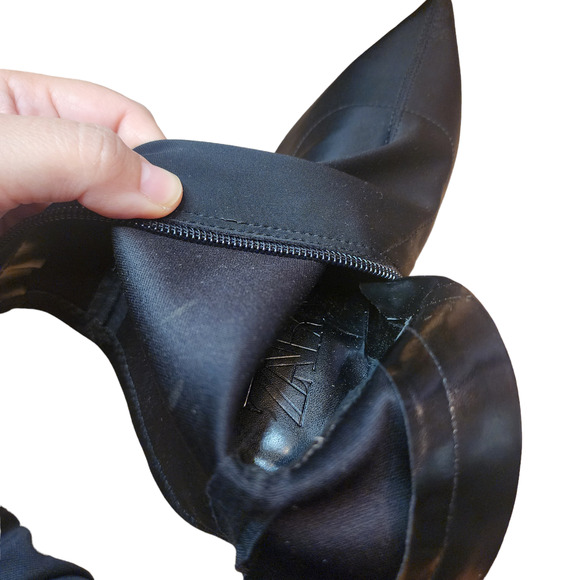 Zara FABRIC HIGH-HEEL ANKLE BOOTS Black Size 5 - Picture 8 of 11